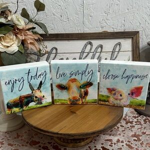 Rustic Farm Animal wood Art Trio
